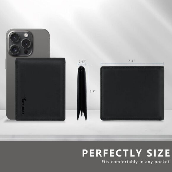 🆕Travelambo Men Craze Horse Black Genuine Leather Handmade Stylish Wallet - Picture 4 of 10